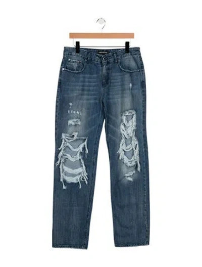Pre-owned Retroféte Mid-rise Straight Leg Jeans In Blue