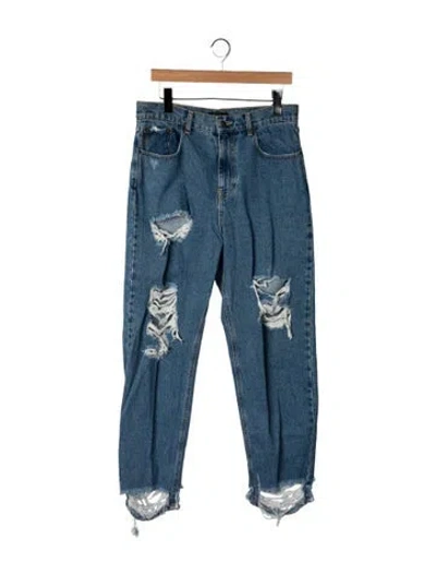 Pre-owned Retroféte Mid-rise Straight Leg Jeans In Blue
