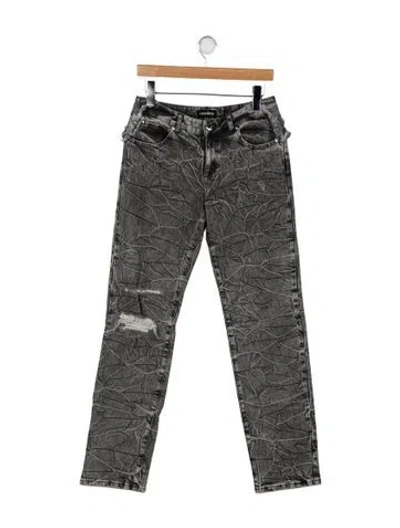 Pre-owned Retroféte Mid-rise Straight Leg Jeans In Gray