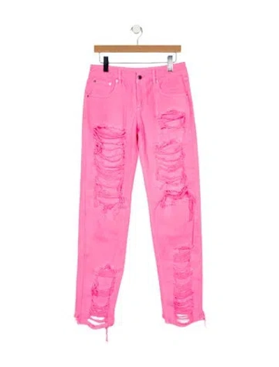 Pre-owned Retroféte Mid-rise Straight Leg Jeans In Pink
