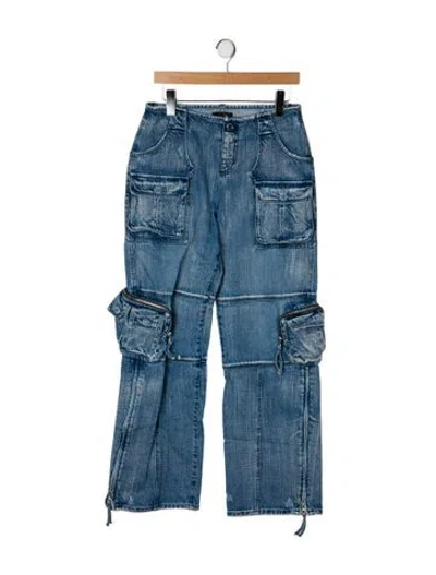 Pre-owned Retroféte Mid-rise Wide Leg Jeans In Blue