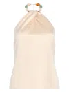 Retroféte Milani Beaded Satin Halter Top In Neutral
