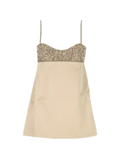 Retroféte Mini Crystal-embellished A-line Dress In Neutral