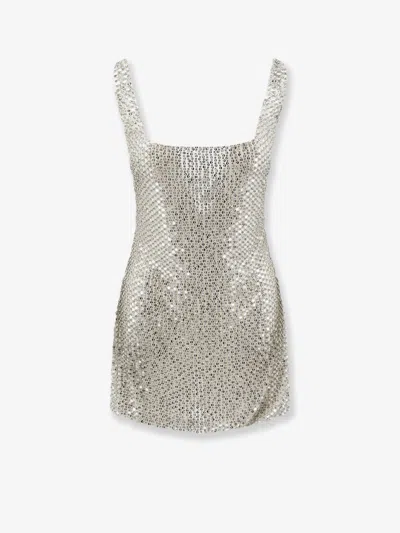 Retroféte Mini Dress With Seqiuins And Rhinestones In Silver