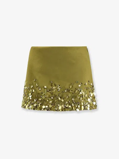 Retroféte Mini Skirt With Sequins And Rhinestones In Green