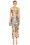 Retroféte Mischa Sequin-embellished Sleeveless Midi Dress In Silver & Nude