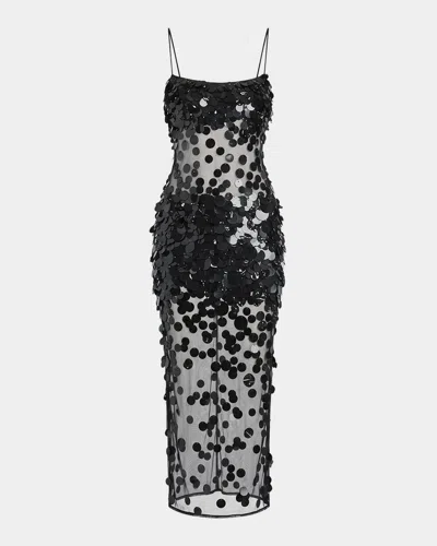Retroféte Mischa Sequin-embellished Sleeveless Midi Dress In Black