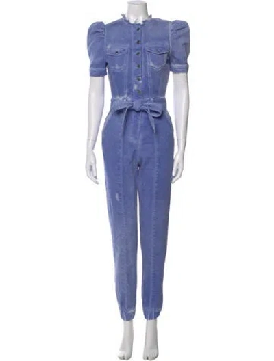 Pre-owned Retroféte Mock Neck Jumpsuit In Blue