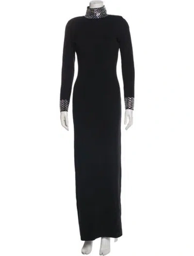 Pre-owned Retroféte Mock Neck Long Dress In Black