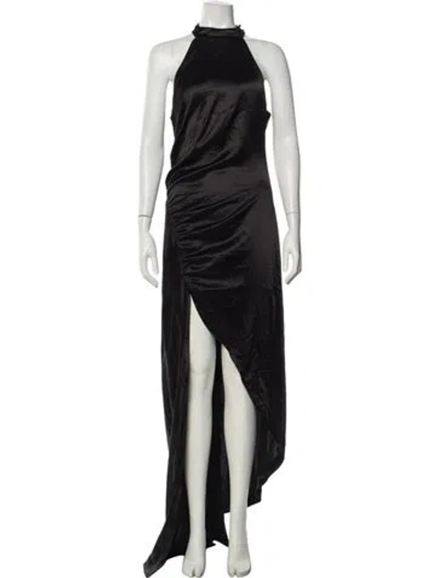 Pre-owned Retroféte Mock Neck Long Dress In Black