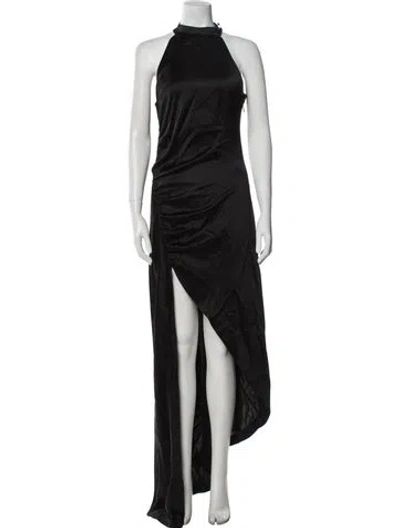 Pre-owned Retroféte Mock Neck Long Dress In Black