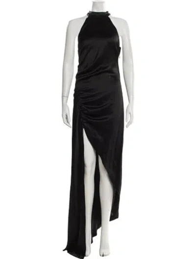 Pre-owned Retroféte Mock Neck Long Dress In Black