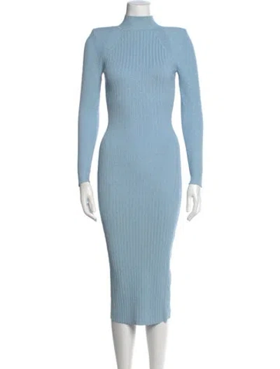 Pre-owned Retroféte Mock Neck Midi Length Dress In Blue