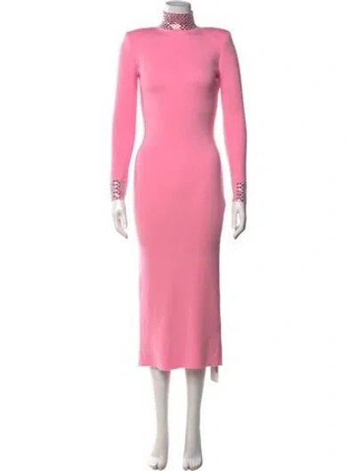 Pre-owned Retroféte Mock Neck Midi Length Dress In Pink