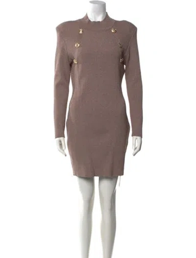 Pre-owned Retroféte Mock Neck Mini Dress In Brown