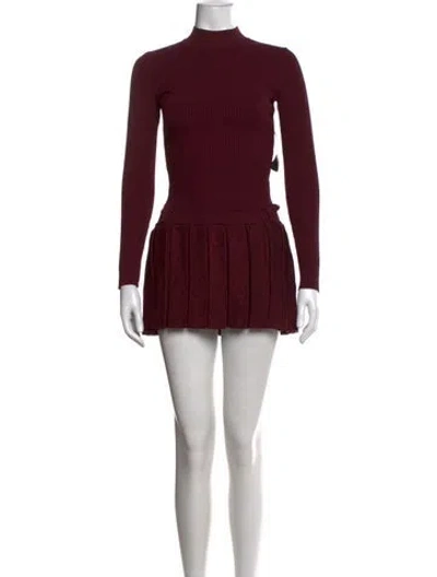 Pre-owned Retroféte Mock Neck Mini Dress In Burgundy