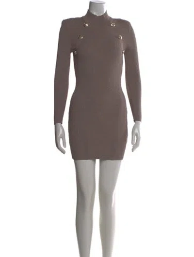 Pre-owned Retroféte Mock Neck Mini Dress In Gray