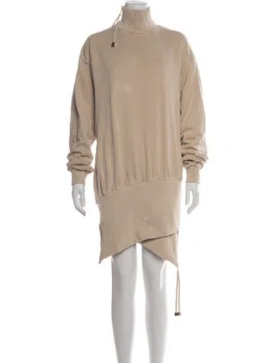 Pre-owned Retroféte Mock Neck Mini Dress In Neutrals