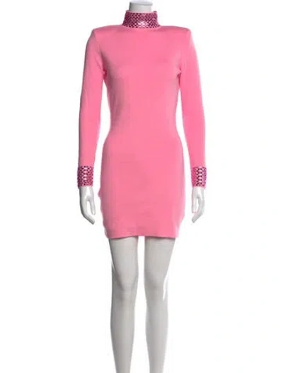 Pre-owned Retroféte Mock Neck Mini Dress In Pink