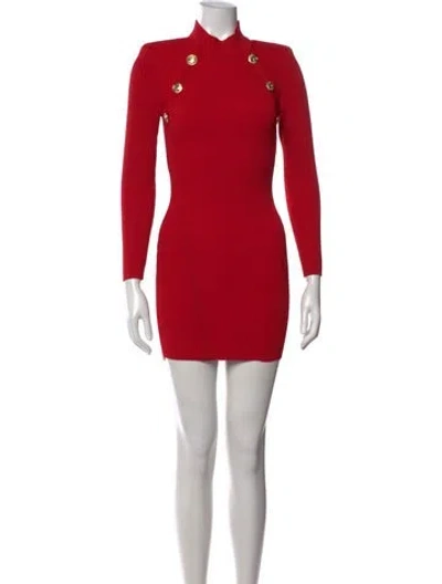 Pre-owned Retroféte Mock Neck Mini Dress In Red