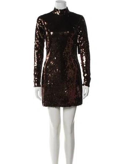 Pre-owned Retroféte Mock Neck Mini Dress W/ Tags In Brown