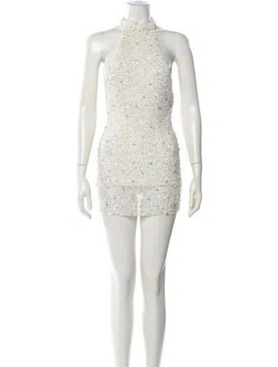 Pre-owned Retroféte Mock Neck Mini Dress In White