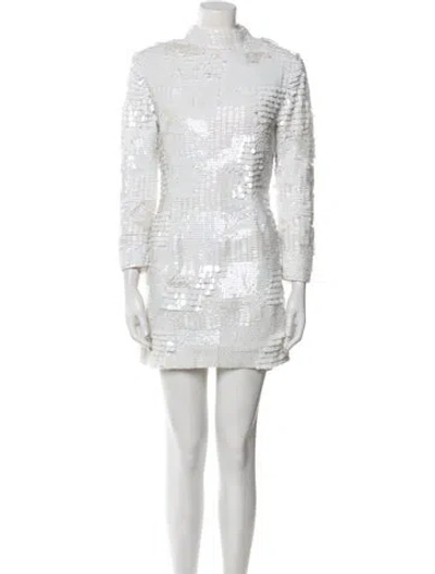 Pre-owned Retroféte Mock Neck Mini Dress In White