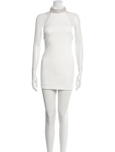 Pre-owned Retroféte Mock Neck Mini Dress In White
