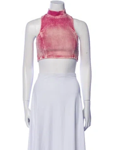 Pre-owned Retroféte Mock Neck Sleeveless Crop Top In Pink
