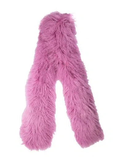 Pre-owned Retroféte Mongolian Lamb Scarf W/ Tags In Pink