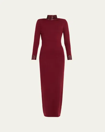 Retroféte Monroe Embellished Cashmere-blend Maxi Dress In Burgundy