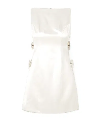 Retroféte Nadine Bow And Crystal-embellished Cutout Satin Mini Dress In White