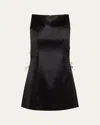 Retroféte Nadine Satin Bow Mini Dress In Black