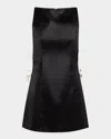Retroféte Nadine Satin Bow Mini Dress In Black