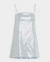 Retroféte Nadiya Sequined Denim Mini Dress In White
