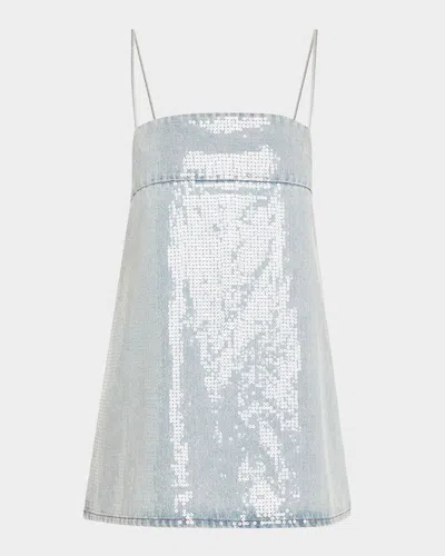 RETROFÉTE NADIYA SEQUINED DENIM MINI DRESS