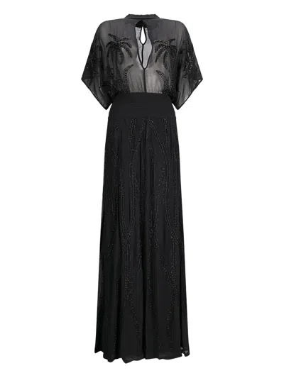 Retroféte Nalina Palm-tree Beaded Maxi Dress