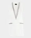 Retroféte Nancie Crystal Plunging Mini Dress In White