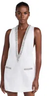 Retroféte Nancie Crystal Plunging Mini Dress In White