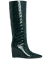 Retroféte Natassa Wedge Boots In Green