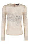 Retroféte Retrofete Crystal-embellished Sheer Top In Silver Slv
