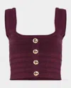 Retroféte Nella Cropped Bandage Knit Tank Top In Purple