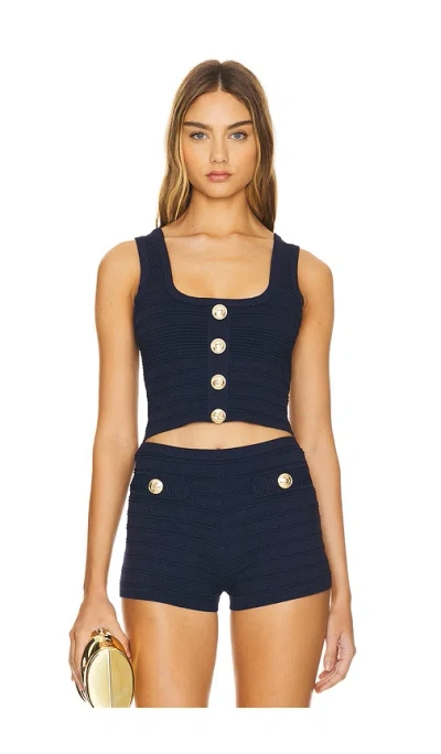 Retroféte Nella Top In Metallic Navy