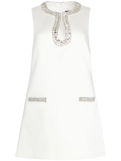 Retroféte Nelly Crystal-embellished Duchesse-satin Mini Dress In White
