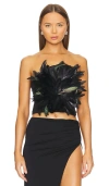 Retroféte Nicki Feather Crop Top In 黑色