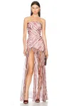 Retroféte Nicole Zebra-print Strapless Dress In Brown