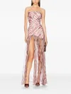 Retroféte Nicole Zebra-print Strapless Dress In Brown