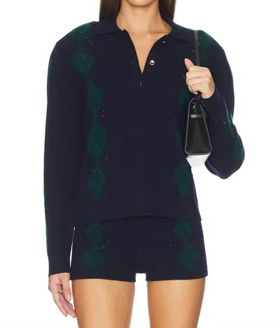 Retroféte Nicolina Embellished Polo In Pine/navy In Blue