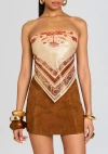 Retroféte Noelle Bandana-print Silk Top In Terracotta Bandana