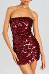 Retroféte Nolia Sequin Mini Dress In Mulberry In Red